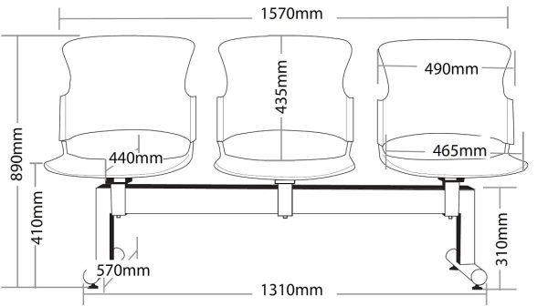 Focus Beam Upholstered 3 Seat