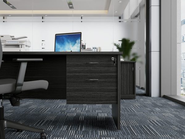 Fixed Pedestal 2 Drawers With Lock - Blackened Linewood Fixed Pedestal 2 Drawers With Lock - Blackened Linewood