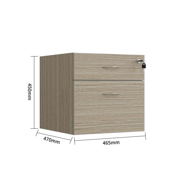 Fixed Pedestal 2 Drawers Tawny Linewood - 2 Colours