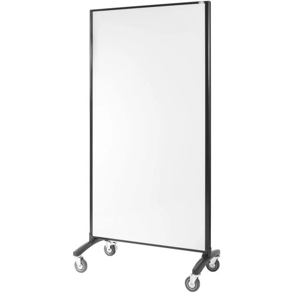 Mobile Room Divider Communication Screen - White Glass Mobile Room Divider Communication Screen - White Glass
