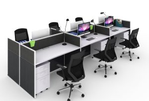 Charcoal Desk Partition with White Frame - 1200H