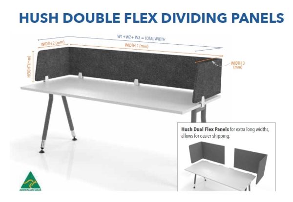 Hush Double Flex Desk Dividing Panel - Many Sizes Hush Double Flex Desk Dividing Panel - Many Sizes