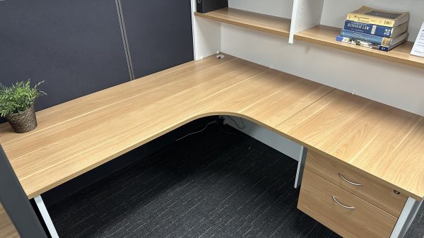 Premium 2 Piece Radial Corner Workstation 1800 - Virginia Walnut