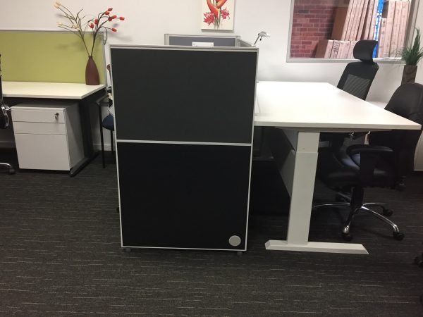 Charcoal Desk Partition with White Frame - 1200H