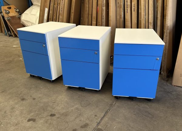 Multi Colour Metal Mobile Pedestal with Lock - Many Colours