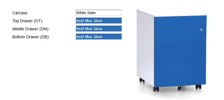 Multi Colour Metal Mobile Pedestal with Lock - Many Colours