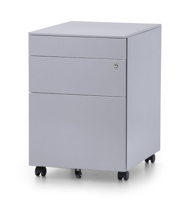 Metal Mobile Pedestal with Lock - Silver 390W Metal Mobile Pedestal with Lock - Silver 390W