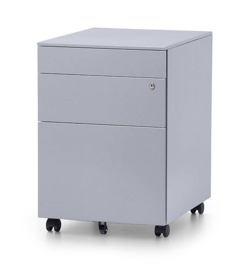 Metal Mobile Pedestal with Lock - Silver 390W