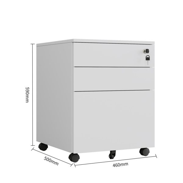 Max Larger Metal Mobile Pedestal 3 Drawers - 2 Colours