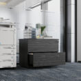 2 Drawers Lateral Filing Cabinet - Blackened Linewood
