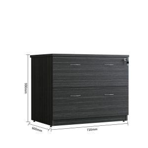 2 Drawers Lateral Filing Cabinet - Blackened Linewood