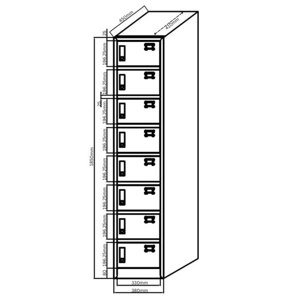 Zip 8 Door Metal Storage Locker 