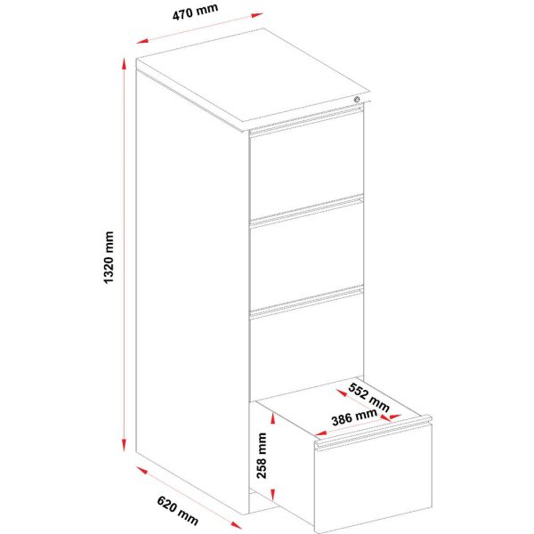 Mercury Vertical Metal Filing Cabinet 4 Drawer 