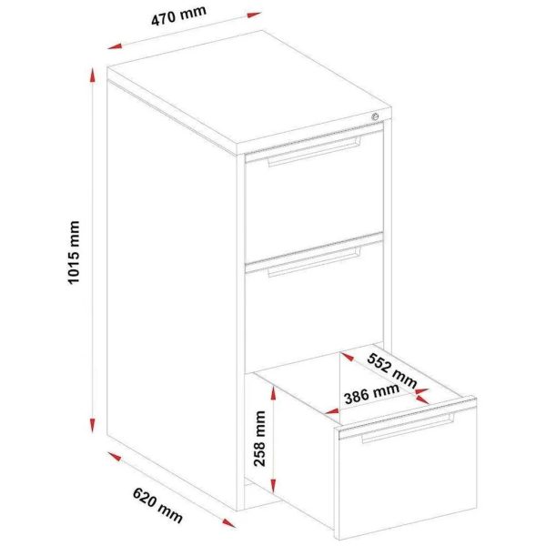 Steelco Vertical Filing Cabinet 3 Drawers - 5 Colours