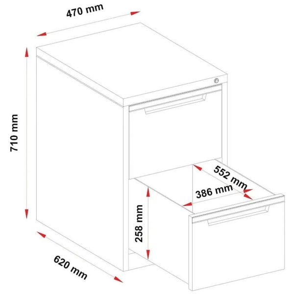 Steelco Vertical Filing Cabinet 2 Drawers - 5 Colours Steelco Vertical Filing Cabinet 2 Drawers - 5 Colours
