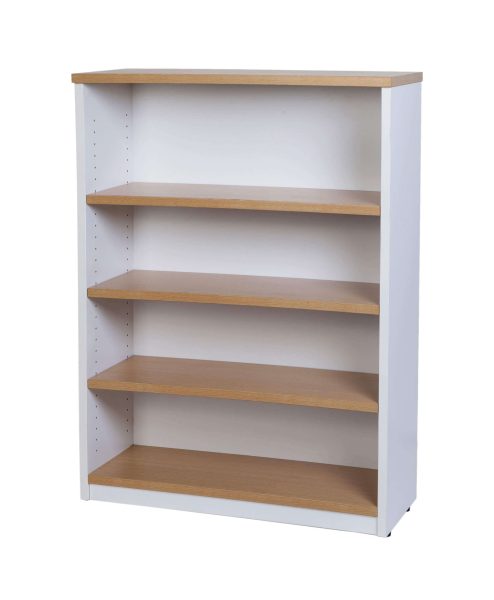 Medium Open Bookcase Logan 1200H - Oak over White 