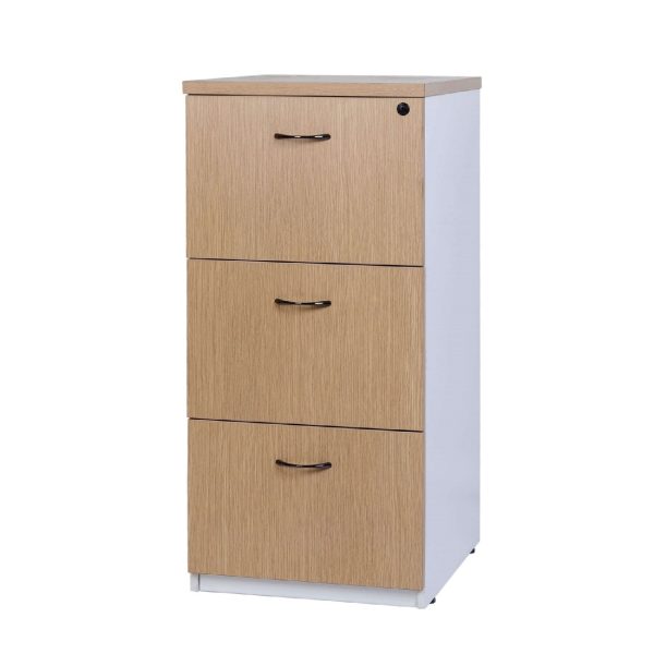 Logan 3 Drawer Filing Cabinet - Oak Over White Logan 3 Drawer Filing Cabinet - Oak Over White
