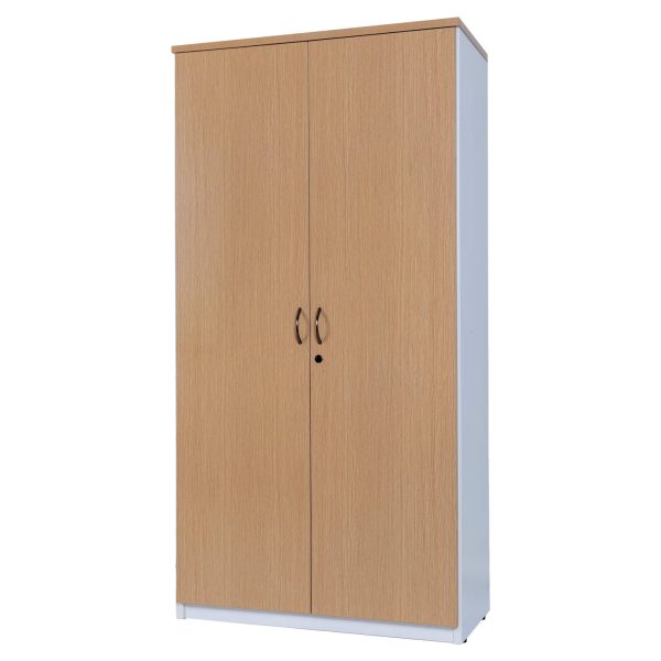 Counter Height Hinge Door Cupboard 900H - Oak Over White