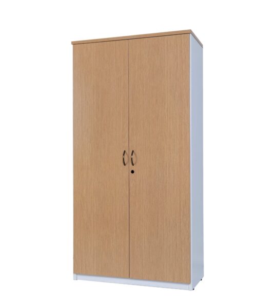 Half Door Stationery Cupboard 1800H – Oak over White Half Door Stationery Cupboard 1800H - Oak over White