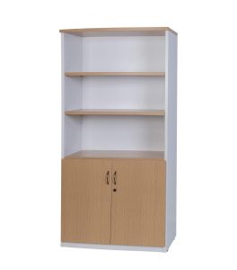 Half Door Stationery Cupboard 1800H - Oak over White