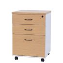 Mobile Pedestal 3 Drawers with Lock - OAK over White