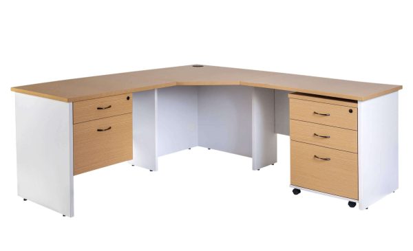 Mobile Pedestal 3 Drawers with Lock - OAK over White