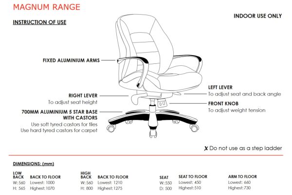 Magnum Low Back Executive Leather Chair