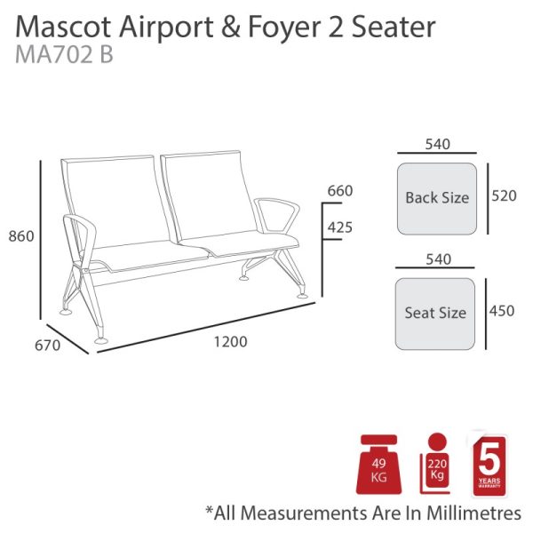 Mascot Airport Beam 3 Seater Mascot Airport Beam 3 Seater