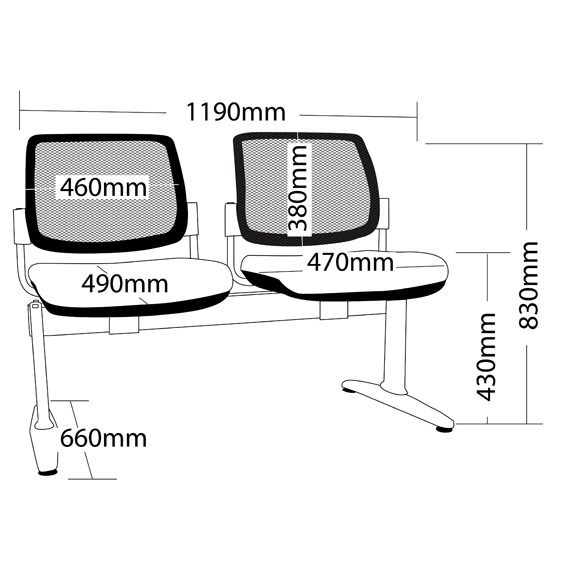 Maxi Mesh Back Beam 3 Seats Maxi Mesh Back Beam 3 Seats