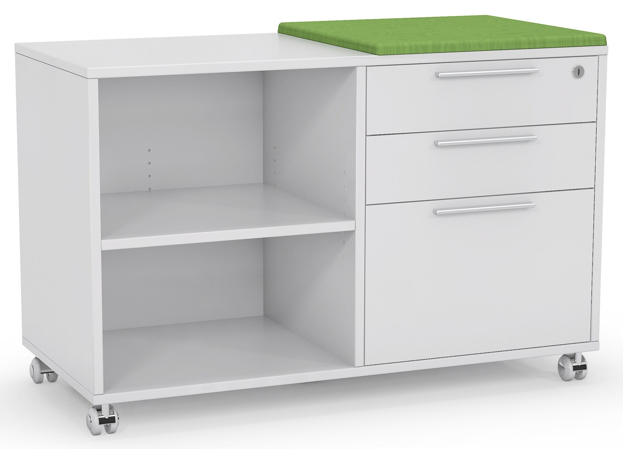 Mobile Caddy with Drawers and Open Shelves - White Or Custom TOP