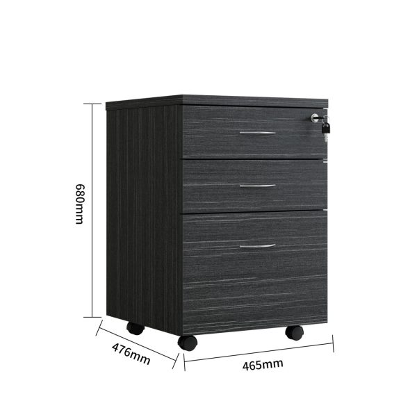 Mobile Pedestal 3 Drawers Blackened - 2 Colours Mobile Pedestal 3 Drawers Blackened - 2 Colours
