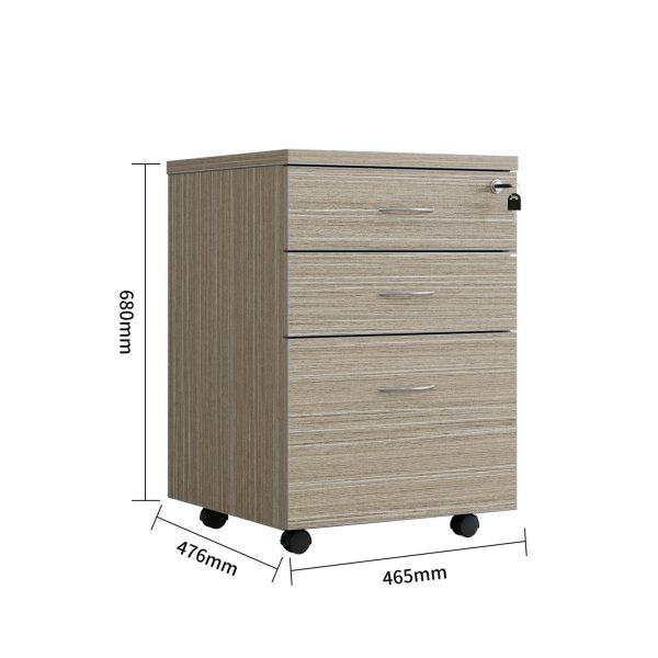 Mobile Pedestal 3 Drawers Tawny - 2 Colours