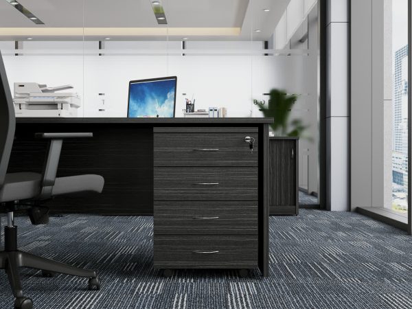 Mobile Pedestal 4 Drawers with Lock - Tawny Linewood 