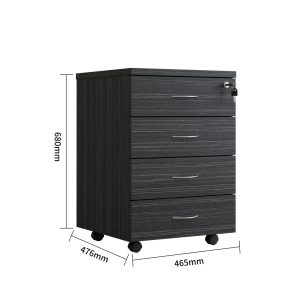 Mobile Pedestal 4 Drawers Blackened - 2 Colours