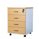 Mobile Pedestal 3 Drawers with Lock - OAK over White