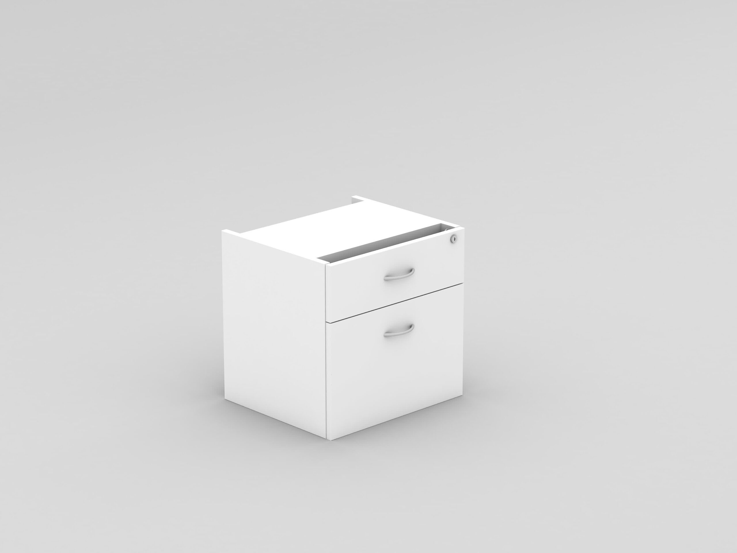 Fixed Pedestal 2 Drawers With Lock White - 5 Colours