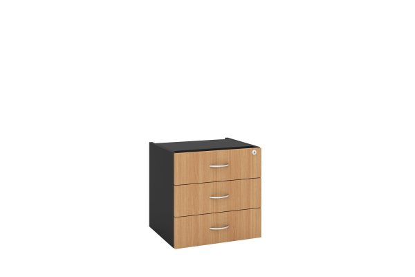 Fixed Pedestal 3 Drawers With Lock WCH - 5 Colours