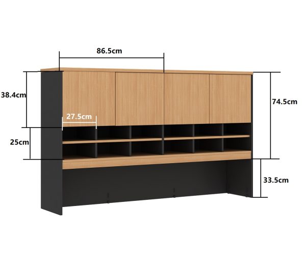 Double Pigeon Hole Hutch with Cupboards WHITE CHARCOAL Double Pigeon Hole Hutch with Cupboards WHITE CHARCOAL