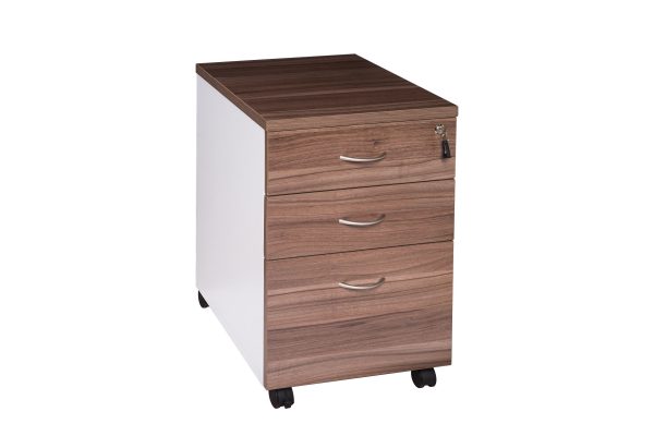 Premium Walnut Mobile Pedestal 3 Drawers - 3 Colours Premium Walnut Mobile Pedestal 3 Drawers - 3 Colours