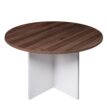 Walnut Cross Base Round Meeting Table 1200 - 3 Colours