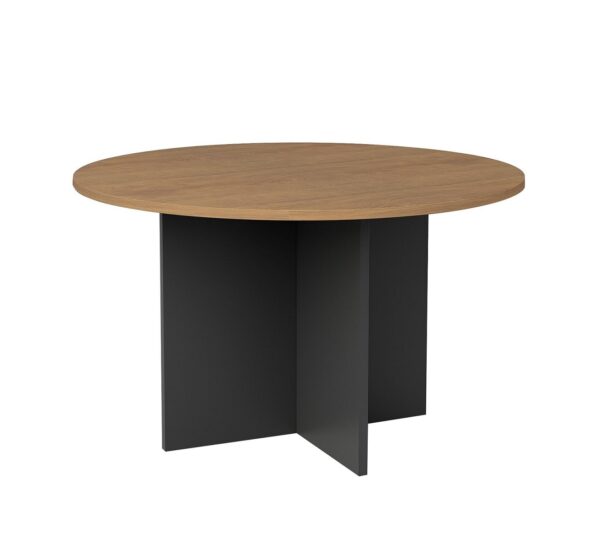Walnut Cross Base Round Meeting Table 900 - 3 Colours