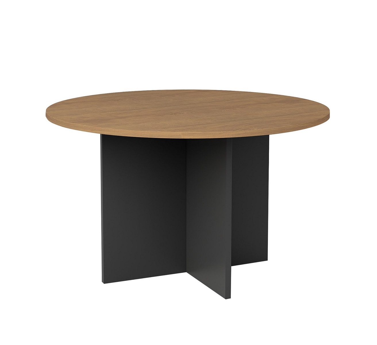 Walnut Cross Base Round Meeting Table 1200 - 3 Colours