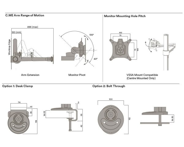 OTS Premium Triple Monitor Arms - 2 Colours