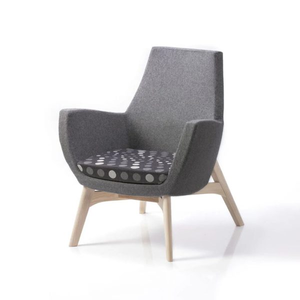 Paris Timber Leg Lounge - Check Stock Paris Timber Leg Lounge - Check Stock