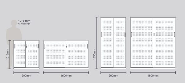 Steelco Aeir Perforated Sliding Door Cupboard  - 900 Wide