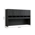 Wall Unit with Pigeon Hole Slots and Cupboards - Blackened Linewood