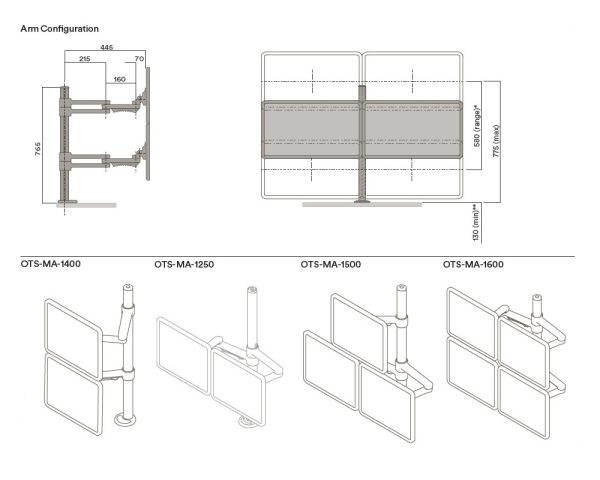 OTS Premium Quad Monitor Arms - 2 Colours OTS Premium Quad Monitor Arms - 2 Colours