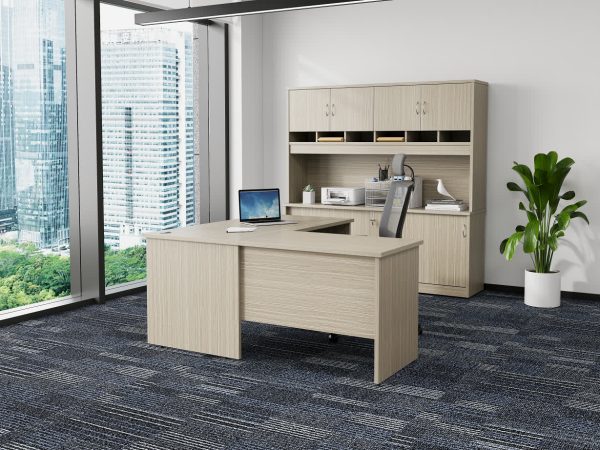 Desk With Universal Return 1500 - Tawny Linewood Desk With Universal Return 1500 - Tawny Linewood