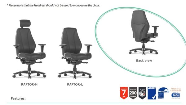 Raptor Heavy Duty High back Leather Chair 