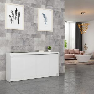 Stone Top Counter Credenza 1600 - Glossy White 